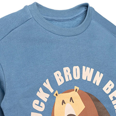 HelloBaby Erkek Bebek Eşofman Takımı Bisiklet Yaka Uzun Kol Ribanalı Paça