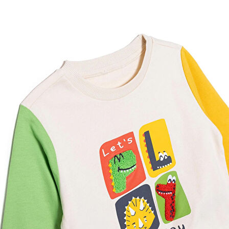 HelloBaby Erkek Bebek Eşofman Takımı Motto Boy Şardonlu Bisiklet Yaka Uzun Kol Ribanalı Paça