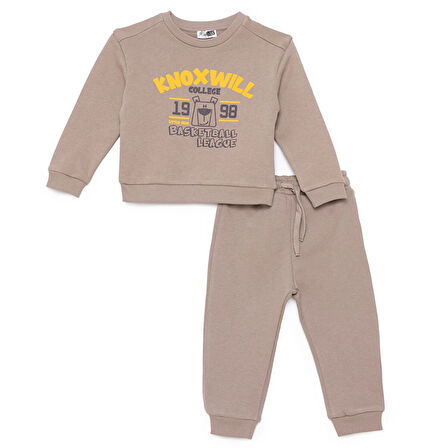 HelloBaby Erkek Bebek Eşofman Takımı Bisiklet Yaka Uzun Kol Ribanalı Paça