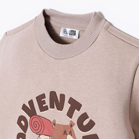 HelloBaby Erkek Bebek Eşofman Takımı Bisiklet Yaka Uzun Kol Ribanalı