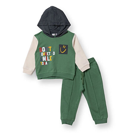 HelloBaby Erkek Bebek Eşofman Takımı Motto Boy Bisiklet Yaka Uzun Kol