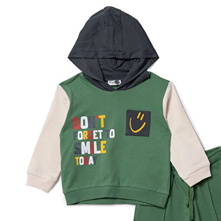 HelloBaby Erkek Bebek Eşofman Takımı Motto Boy Bisiklet Yaka Uzun Kol