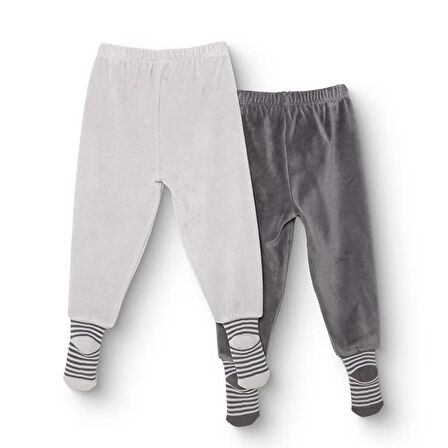 HelloBaby Erkek Bebek 2li Çoraplı Pantolon Kadife Çoraplı Paça
