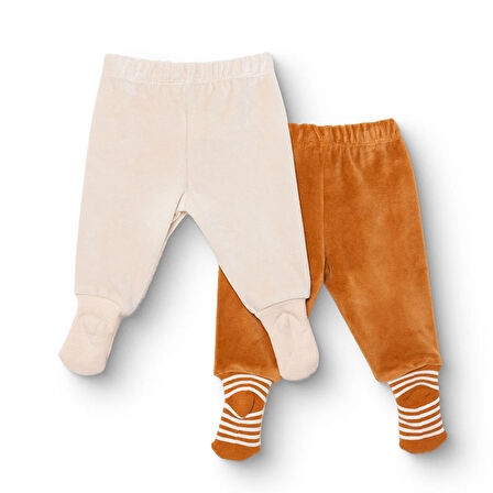 HelloBaby Erkek Bebek 2li Çoraplı Pantolon Kadife Çoraplı Paça