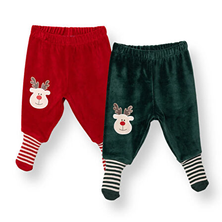 HelloBaby Erkek Bebek New Year 2li Çoraplı Pantolon Kadife
