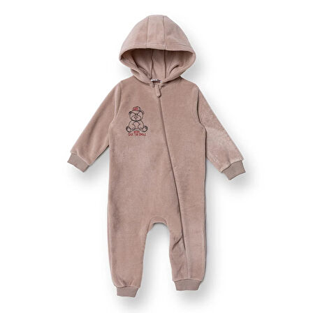 HelloBaby Erkek Bebek Polar Patiksiz Tulum Fermuarlı Uzun Kol Ribanalı Paça