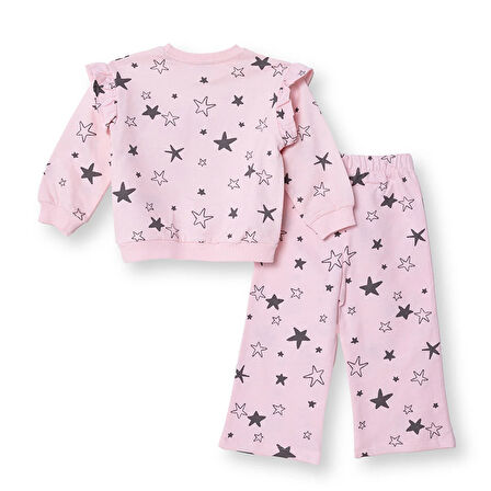 HelloBaby Kız Bebek Eşofman Takımı Bisiklet Yaka Uzun Kol Reçme