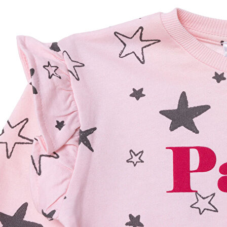 HelloBaby Kız Bebek Eşofman Takımı Bisiklet Yaka Uzun Kol Reçme