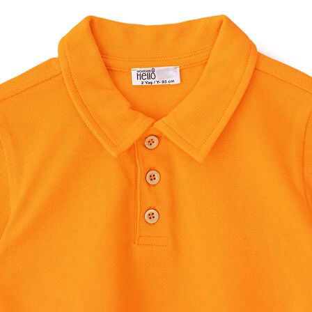 HelloBaby Erkek Bebek Tshirt Düğmeli Bisiklet Yaka Kısa Kol