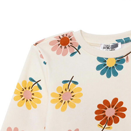 HelloBaby Kız Bebek Eşofman Takımı Bisiklet Yaka Uzun Kol Reçme Paça