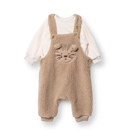 Midimod Yenidoğan Erkek Bebek Salopet-Sweatshirt Düğmeli Modelli Yaka Uzun Kol Patiksiz
