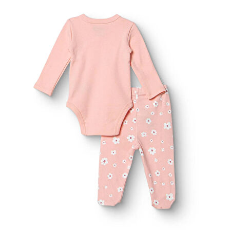 HelloBaby Kız Bebek Yenidoğan Zıbın Body-Patikli Alt Çıtçıtlı Zarf Yaka Uzun Kol Patikli
