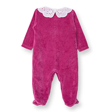 HelloBaby Yenidoğan Kız Bebek Kadife Patikli Tulum Çıtçıtlı Bisiklet Yaka Uzun Kol