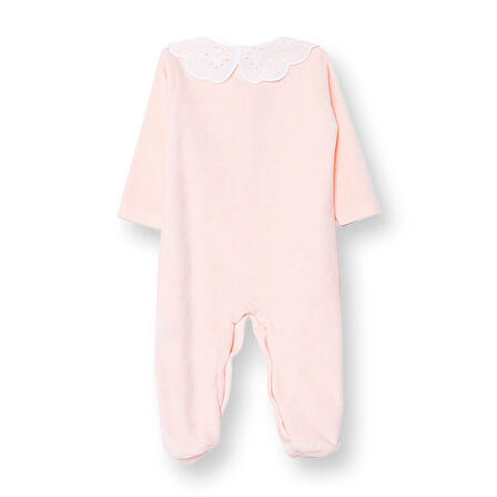 HelloBaby Yenidoğan Kız Bebek Kadife Patikli Tulum Çıtçıtlı Bisiklet Yaka Uzun Kol