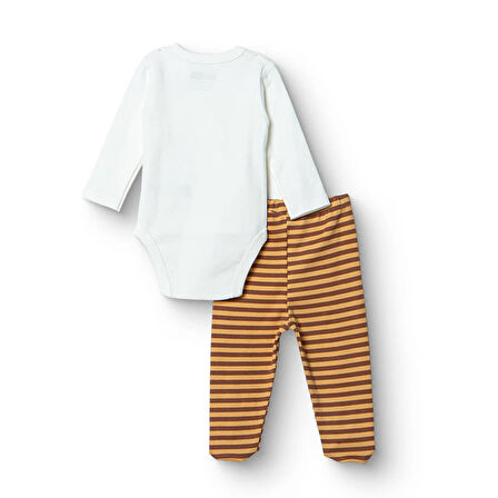 HelloBaby Erkek Bebek Zıbın Body-Patikli Alt Çıtçıtlı Zarf Yaka Uzun Kol Patikli Paça