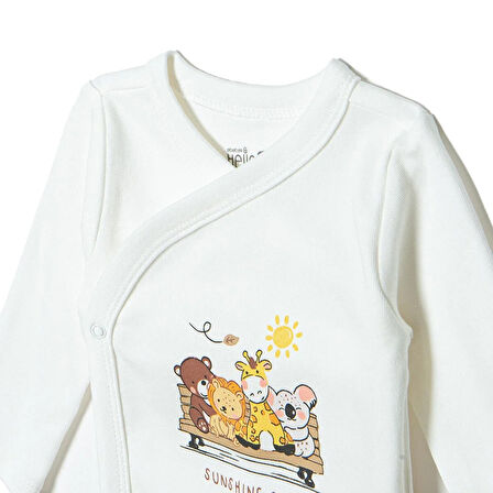 HelloBaby Erkek Bebek Zıbın Body-Patikli Alt Çıtçıtlı Zarf Yaka Uzun Kol Patikli Paça