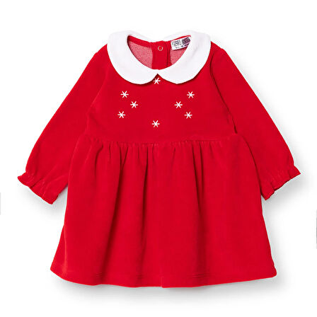 HelloBaby Kız Bebek Elbise Çıtçıtlı New Year Bisiklet Yaka Uzun Kol