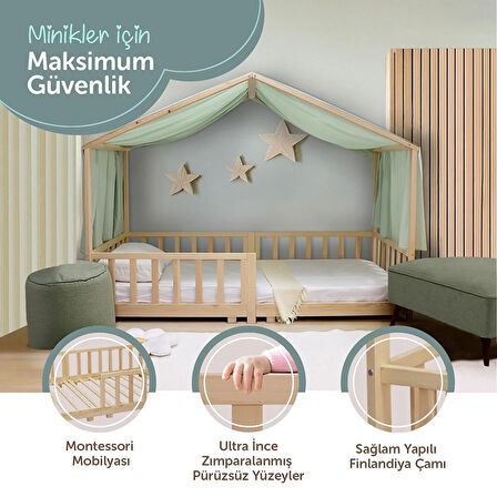 baby plus Düz Çatılı Montessori Karyola
