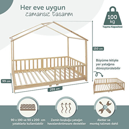 baby plus Düz Çatılı Montessori Karyola