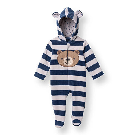 HelloBaby Erkek Bebek Yenidoğan Polar Patikli Tulum Uzun Kol Patikli Paça