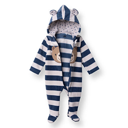 HelloBaby Erkek Bebek Yenidoğan Polar Patikli Tulum Uzun Kol Patikli Paça