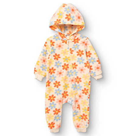 HelloBaby Kız Bebek Polar Patiksiz Tulum Uzun Kol Lastikli Paça