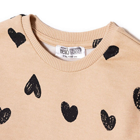 HelloBaby Kız Bebek Sweatshirt - Tayt Bisiklet Yaka Uzun Kol