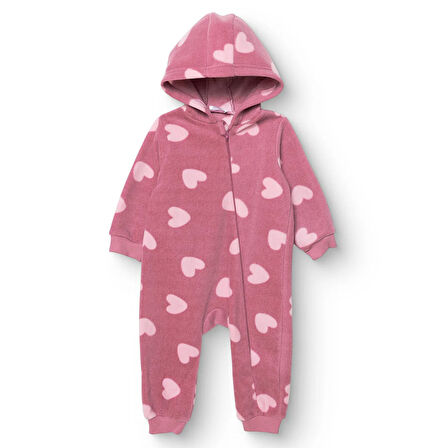 HelloBaby Kız Bebek Polar Patiksiz Tulum Uzun Kol Lastikli Paça