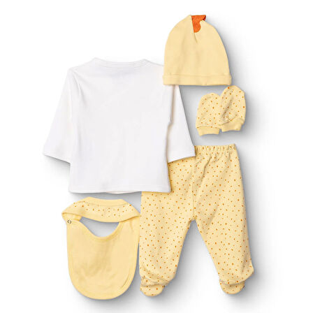 HelloBaby Yenidoğan Unisex 5li Askı Hastane Çıkışı Zarf Yaka Uzun Kol Patikli