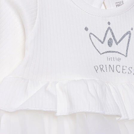 HelloBaby Kız Bebek Elbise Düğmeli Bisiklet Yaka Uzun Kol Reçme