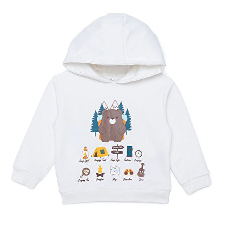 HelloBaby Erkek Bebek Camp Life Kapüşonlu Sweatshirt Fermuarlı Uzun Kol