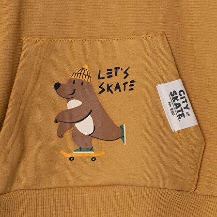 HelloBaby Erkek Bebek Woodland Boy Eşofman Takımı Üç İplik Kapüşonlu Yaka Uzun Kol Ribanalı Paça