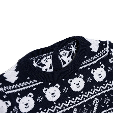 HelloBaby Erkek Bebek Kazak New Year Triko Düğmeli Bisiklet Yaka Uzun Kol