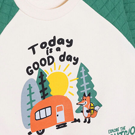 HelloBaby Erkek Bebek Camp Life Eşofman Takımı Bisiklet Yaka Uzun Kol Ribana Paça