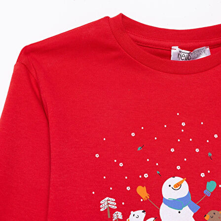 HelloBaby Erkek Bebek New Year Eşofman Takımı Bisiklet Yaka Uzun Kol Lastikli Paça