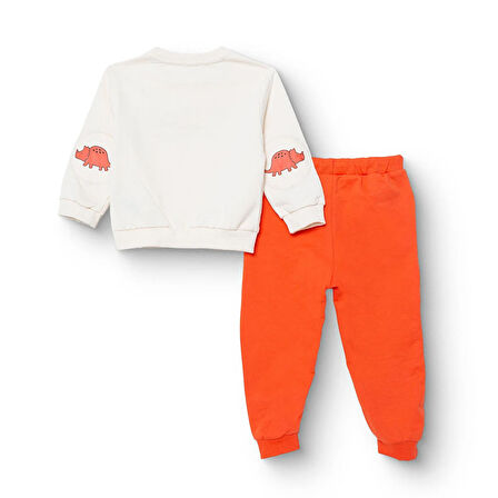 HelloBaby Erkek Bebek Cool Dino Eşofman Takımı Şardonlu Bisiklet Yaka Uzun Kol Ribanalı Paça