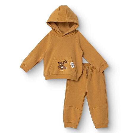 HelloBaby Erkek Bebek Woodland Boy Eşofman Takımı Üç İplik Kapüşonlu Yaka Uzun Kol Ribanalı Paça
