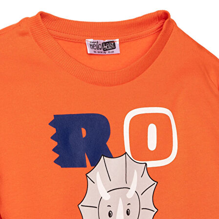 HelloBaby Erkek Bebek Cool Dino Eşofman Takımı Şardonlu Bisiklet Yaka Uzun Kol Lastikli Paça