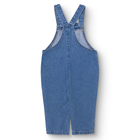 HelloBaby Erkek Bebek Cool Dino Salopet Denim Modelli Yaka Kısa Kol Reçme Paça