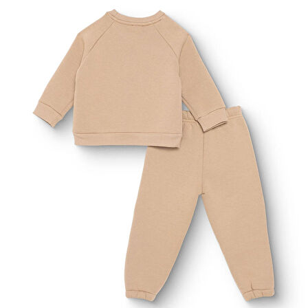 HelloBaby Erkek Bebek Hello Cute Bear Eşofman Takımı Şardonlu Bisiklet Yaka Uzun Kol Ribanalı Paça