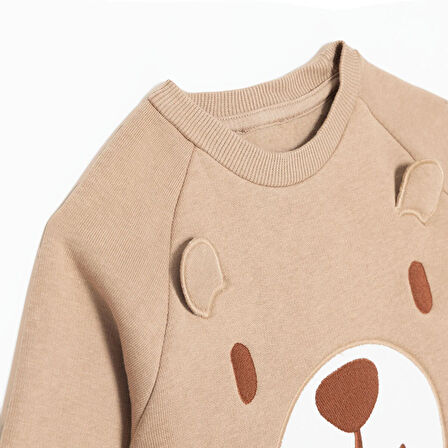 HelloBaby Erkek Bebek Hello Cute Bear Eşofman Takımı Şardonlu Bisiklet Yaka Uzun Kol Ribanalı Paça