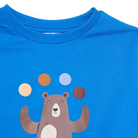 HelloBaby Erkek Bebek Circus Eşofman Takımı Şardonlu Bisiklet Yaka Uzun Kol Duble Paça