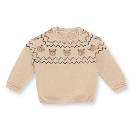 HelloBaby Erkek Bebek Hello Cute Bear Triko Kazak Bisiklet Yaka Uzun Ko