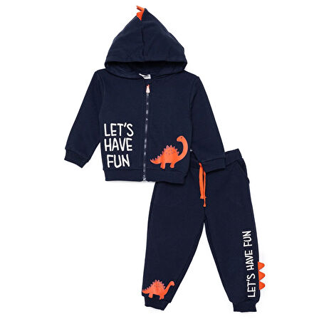 HelloBaby Erkek Bebek Cool Dino Eşofman Takımı Uzun Kol Ribanalı Paça