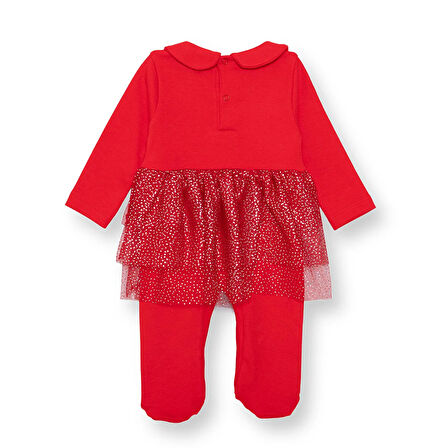 HelloBaby Yenidoğan Kız Bebek Patikli Tulum New Year Çıtçıtlı Bisiklet Yaka Uzun Kol