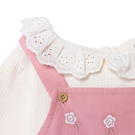 HelloBaby Kız Bebek Forest Flower Elbise Tshirt Kadife Uzun Kol