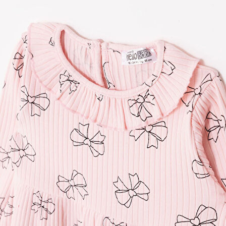 HelloBaby Kız Bebek Elbise Forest Flower Düğmeli Uzun Kol