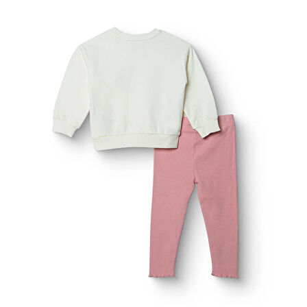 HelloBaby Kız Bebek Sweatshirt - Tayt Forest Flower Uzun Kol Reçme Paça