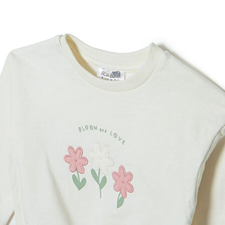 HelloBaby Kız Bebek Sweatshirt - Tayt Forest Flower Uzun Kol Reçme Paça
