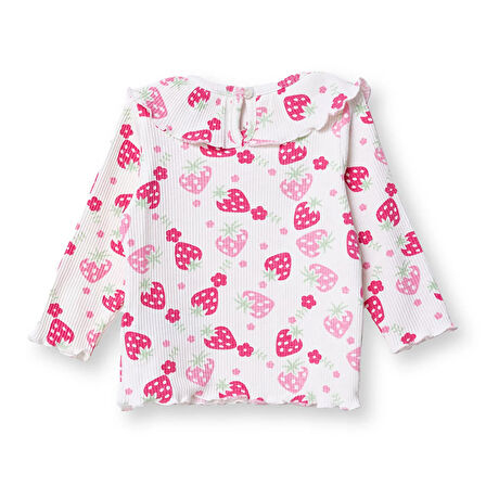 HelloBaby Kız Bebek Sweatshirt Düğmeli Bisiklet Yaka Uzun Kol